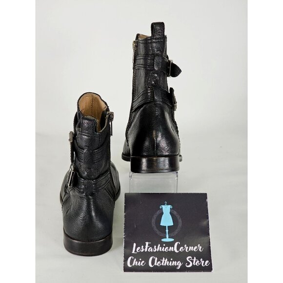 Frye Anna Gore Women's Black Leather Ankle Boots Buckle Detail Sze 8M 311 - Picture 7 of 16